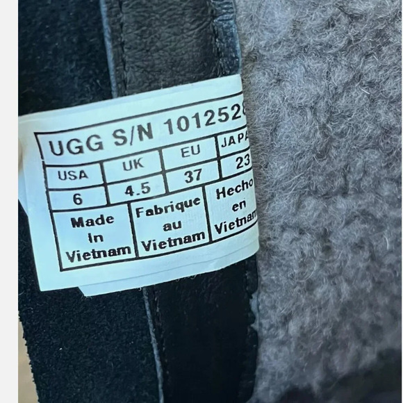 Ugg Australia Joely Leather Wedge Boot Size 6/37 Black Waterproof Shearling - Picture 6 of 9